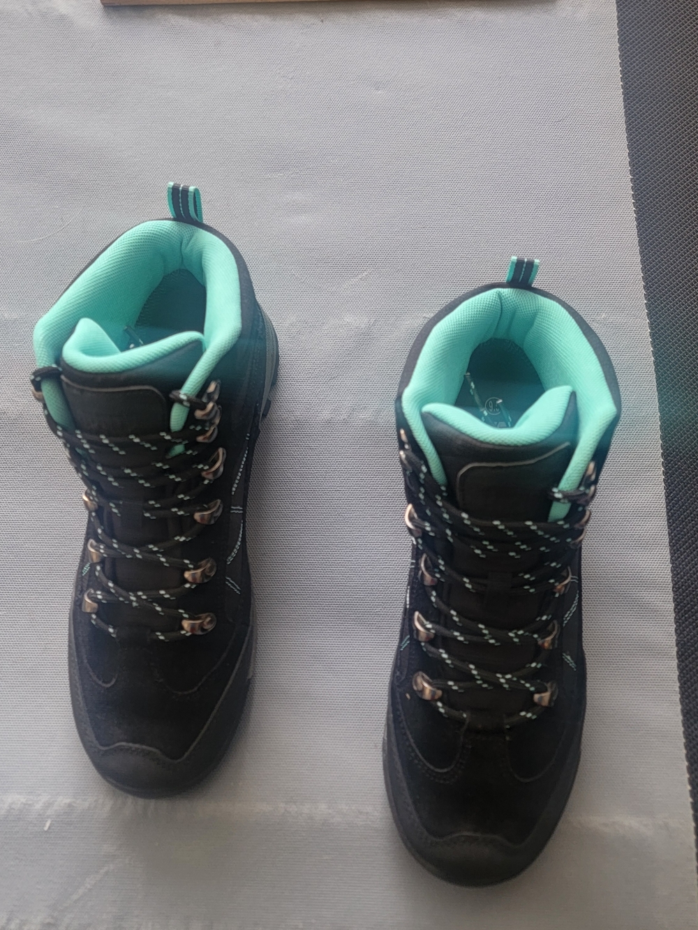 Women's Black Hiking Boots with Teal Lining